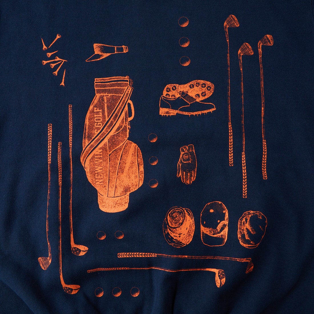 NEW VINTAGE GOLF [ニュービンテージゴルフ] Stool Print スウェットクルー [NVG-0608] NAVY