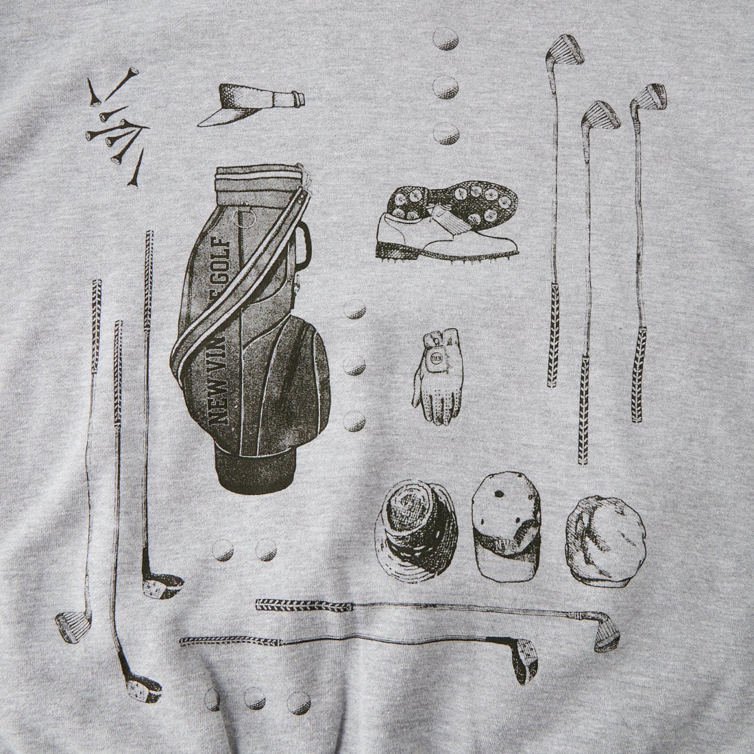 NEW VINTAGE GOLF [ニュービンテージゴルフ] Stool Print スウェットクルー [NVG-0608] GREY