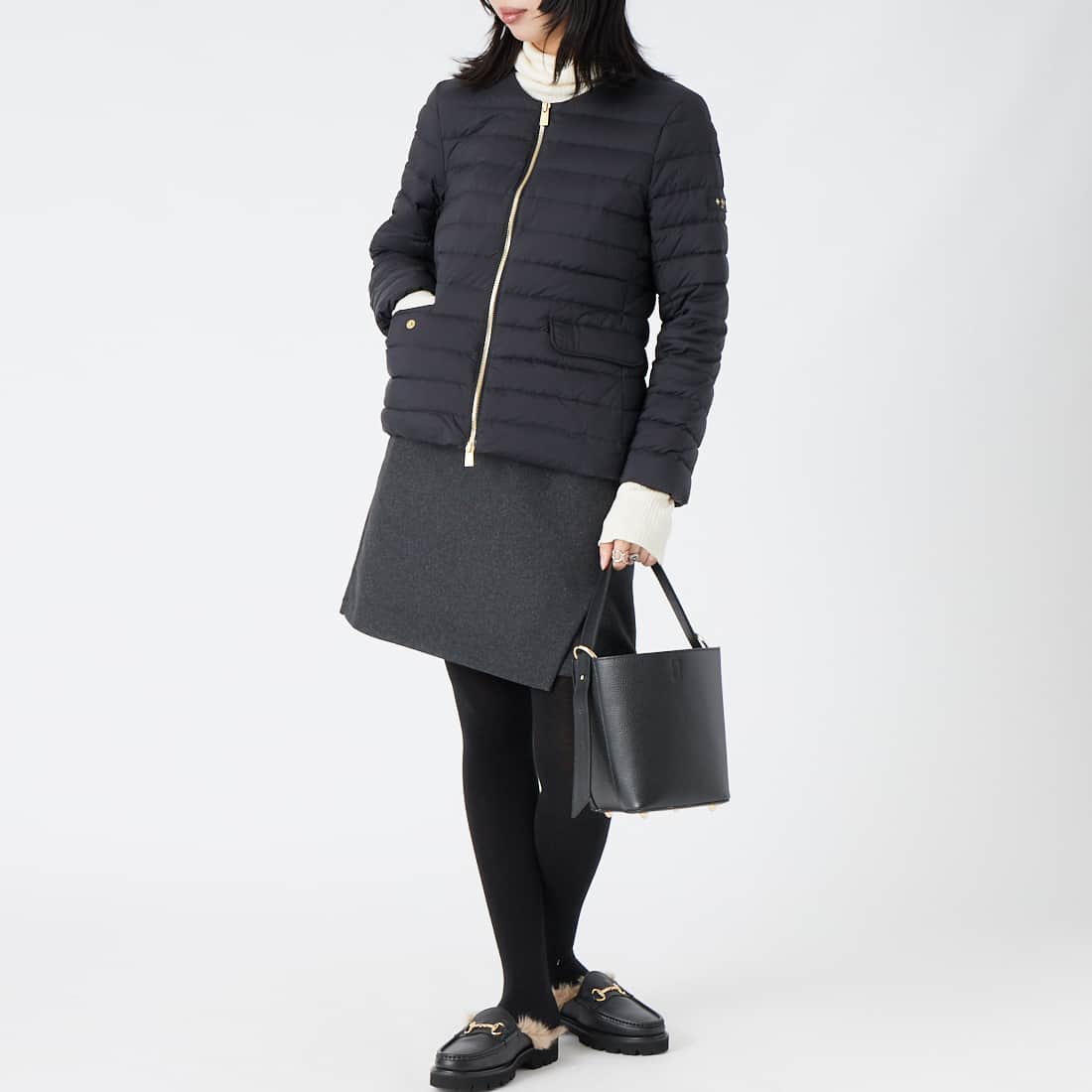 TATRAS [タトラス] NOKO ノコ ライトダウンジャケット [LCKA0027013588] BLACK &&モデル身長：162cm 着用サイズ：3&&