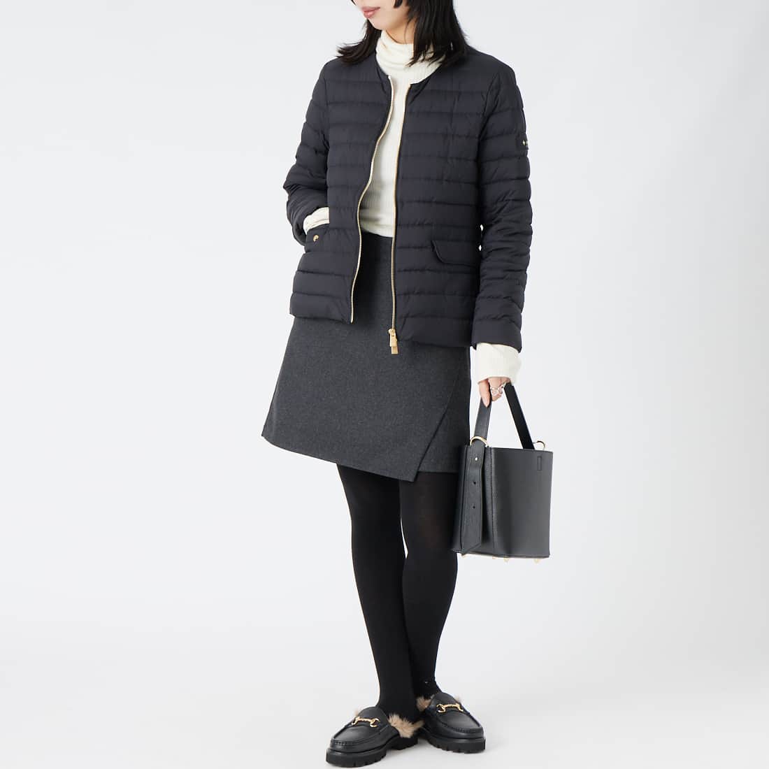 TATRAS [タトラス] NOKO ノコ ライトダウンジャケット [LCKA0027013588] BLACK &&モデル身長：162cm 着用サイズ：3&&