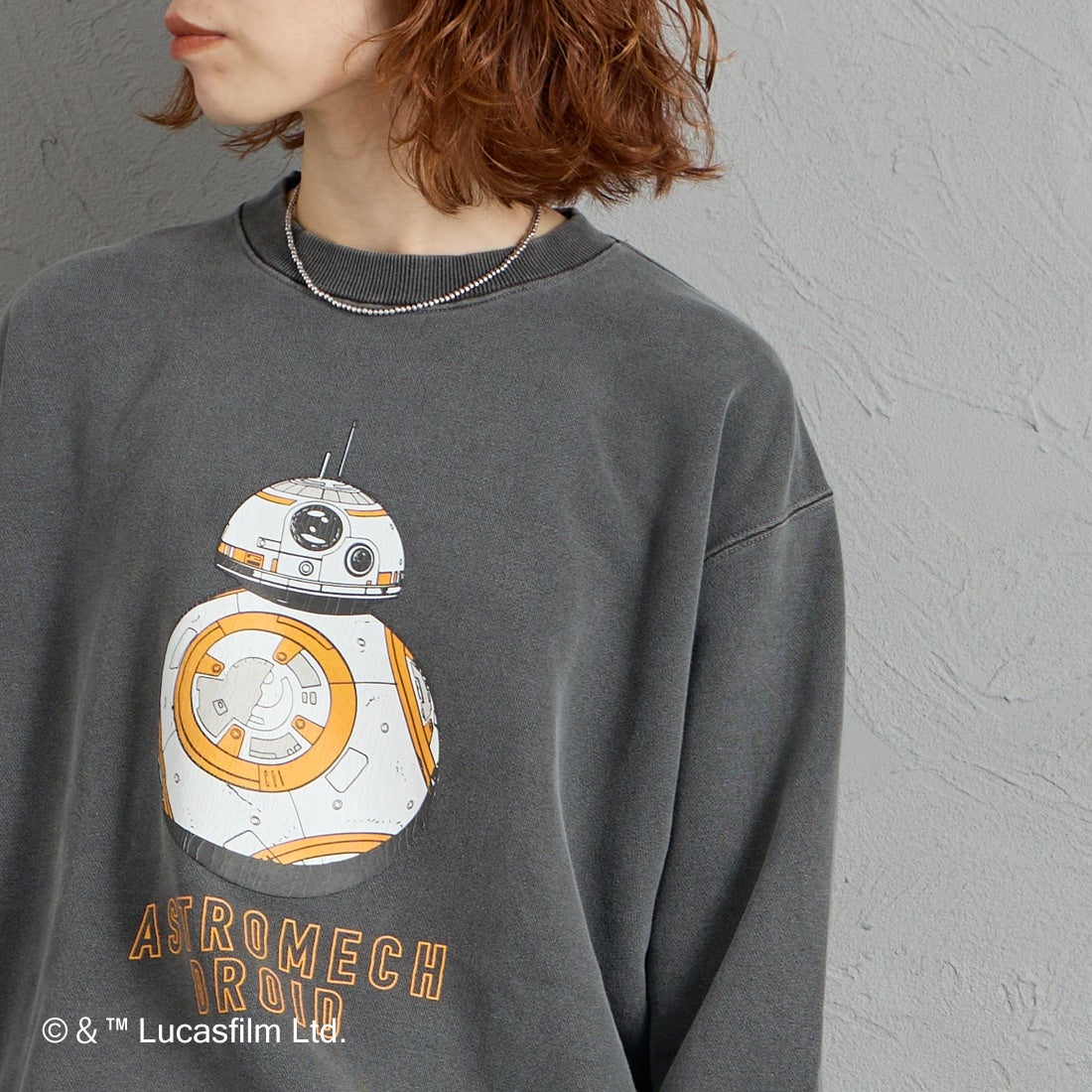 GOOD ROCK SPEED [グッドロックスピード] 別注 / STAR WARS / プリントスウェット [INTN-093-JF] CHARCOAL &&モデル身長：158cm 着用サイズ：M&&