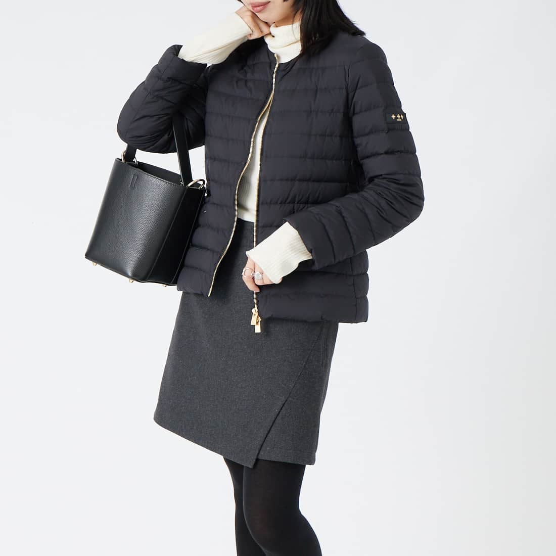 TATRAS [タトラス] GRIF グリフ ライトダウンジャケット [LCKA0030013588] BLACK &&モデル身長：162cm 着用サイズ：2&&