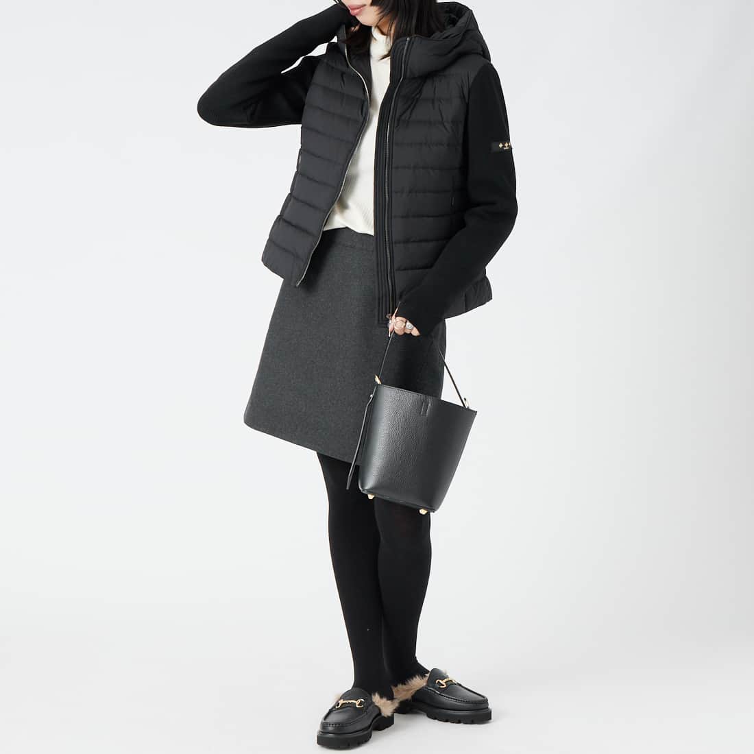 TATRAS [タトラス] GRIF グリフ ライトダウンジャケット [LCKA0030013588] BLACK &&モデル身長：162cm 着用サイズ：2&&