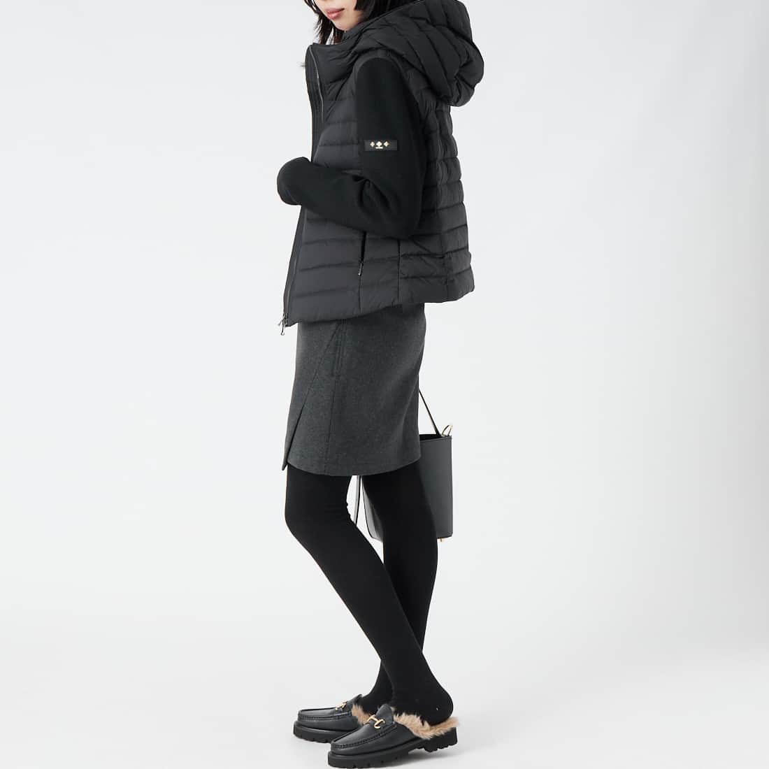 TATRAS [タトラス] GRIF グリフ ライトダウンジャケット [LCKA0030013588] BLACK &&モデル身長：162cm 着用サイズ：2&&