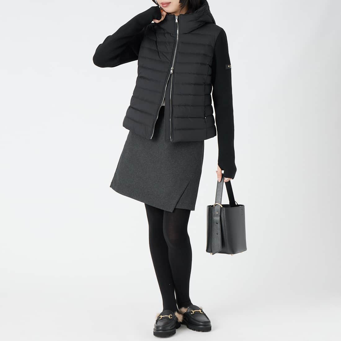 TATRAS [タトラス] GRIF グリフ ライトダウンジャケット [LCKA0030013588] BLACK &&モデル身長：162cm 着用サイズ：2&&