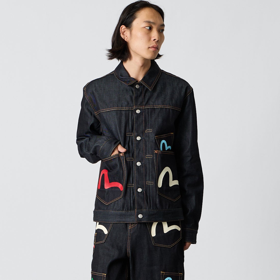EVISU [エヴィス] カモメプリント マルチポケット デニムジャケット