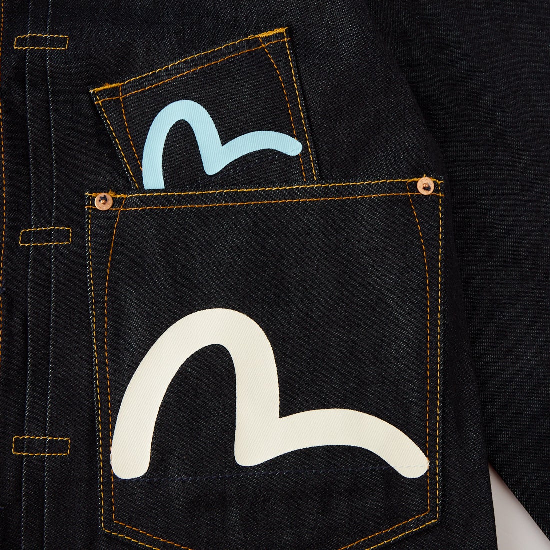 EVISU [エヴィス] カモメプリント マルチポケット デニムジャケット [2EAHTM5JK1235] RAW INDIGO
