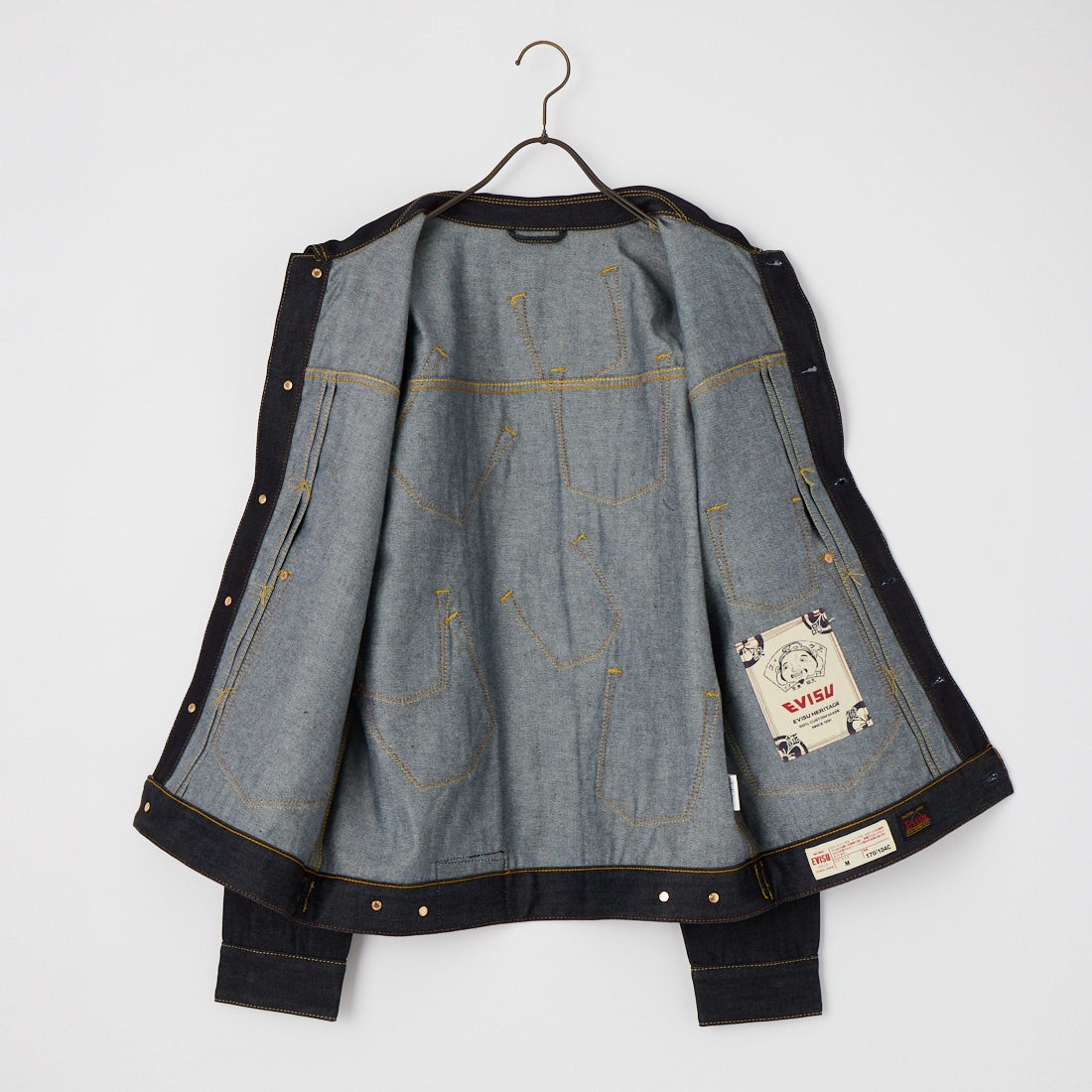 EVISU [エヴィス] カモメプリント マルチポケット デニムジャケット [2EAHTM5JK1235] RAW INDIGO