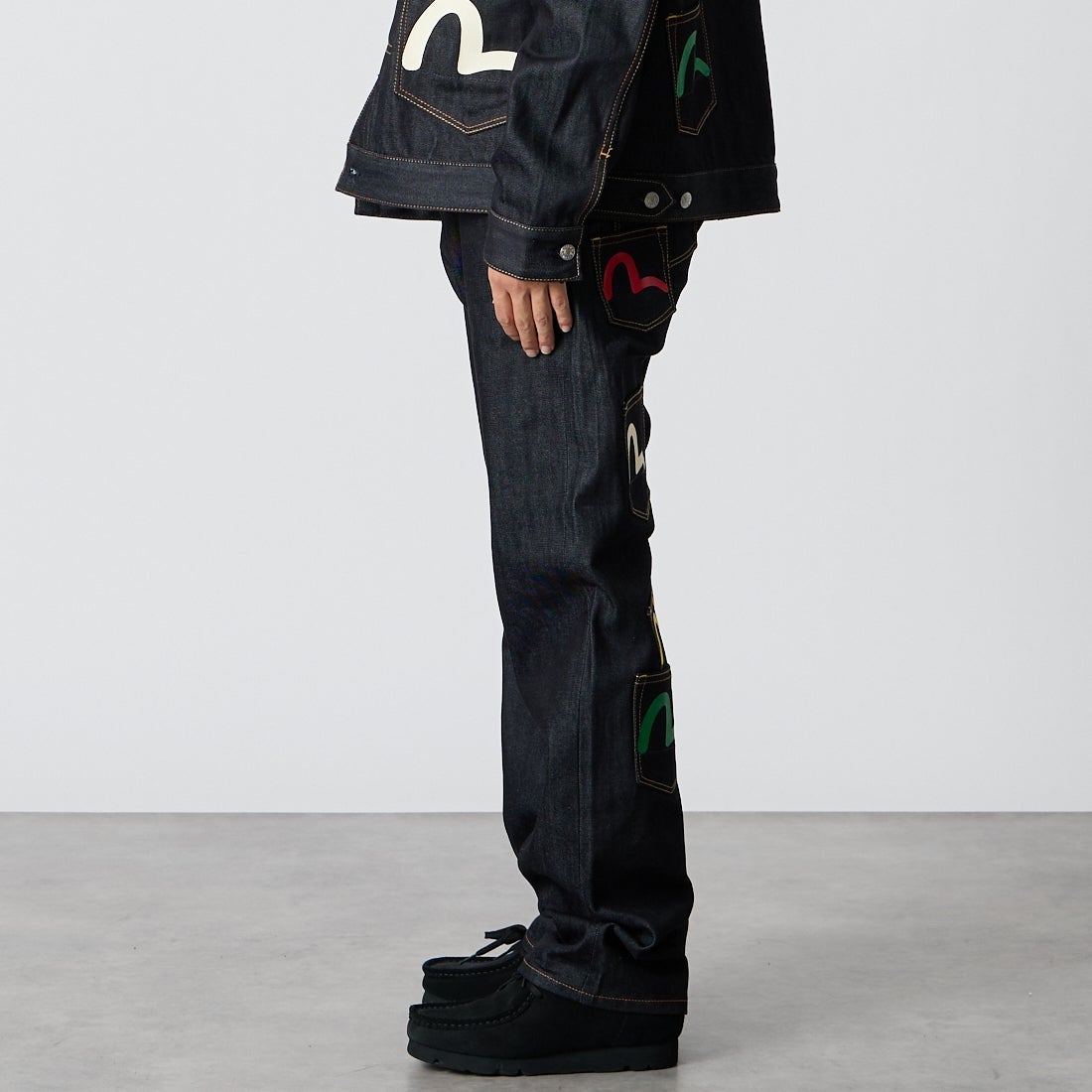 EVISU [エヴィス] マルチポケット ジーンズ [2EAHTM4JE1256] RAW INDIGO &&モデル身長：175cm 着用サイズ：30&&