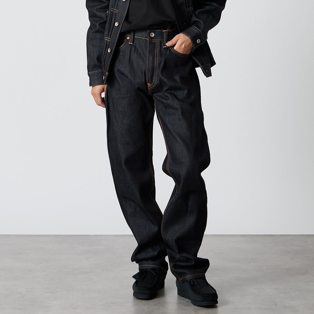 EVISU [エヴィス] カモメプリントポケット ジーンズ [2EAHTM5JE1233] RAW IND/WH &&モデル身長：175cm 着用サイズ：30&&