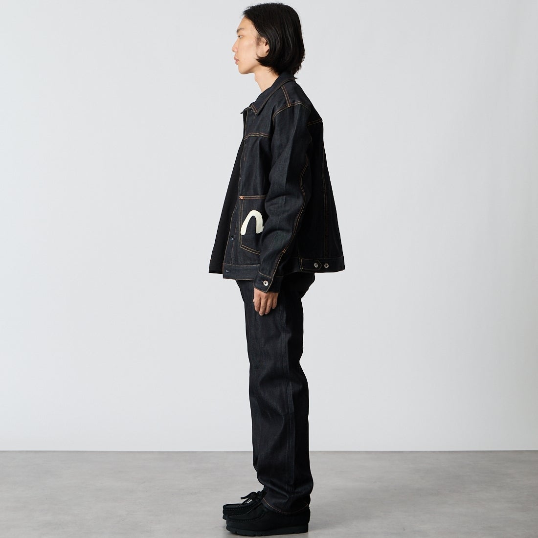 EVISU [エヴィス] カモメプリントポケット ジーンズ [2EAHTM5JE1233] RAW IND/WH &&モデル身長：175cm 着用サイズ：30&&