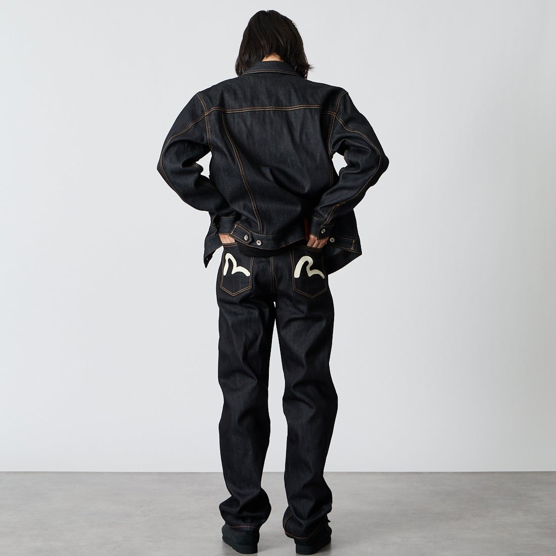 EVISU [エヴィス] カモメプリントポケット ジーンズ [2EAHTM5JE1233] RAW IND/WH &&モデル身長：175cm 着用サイズ：30&&