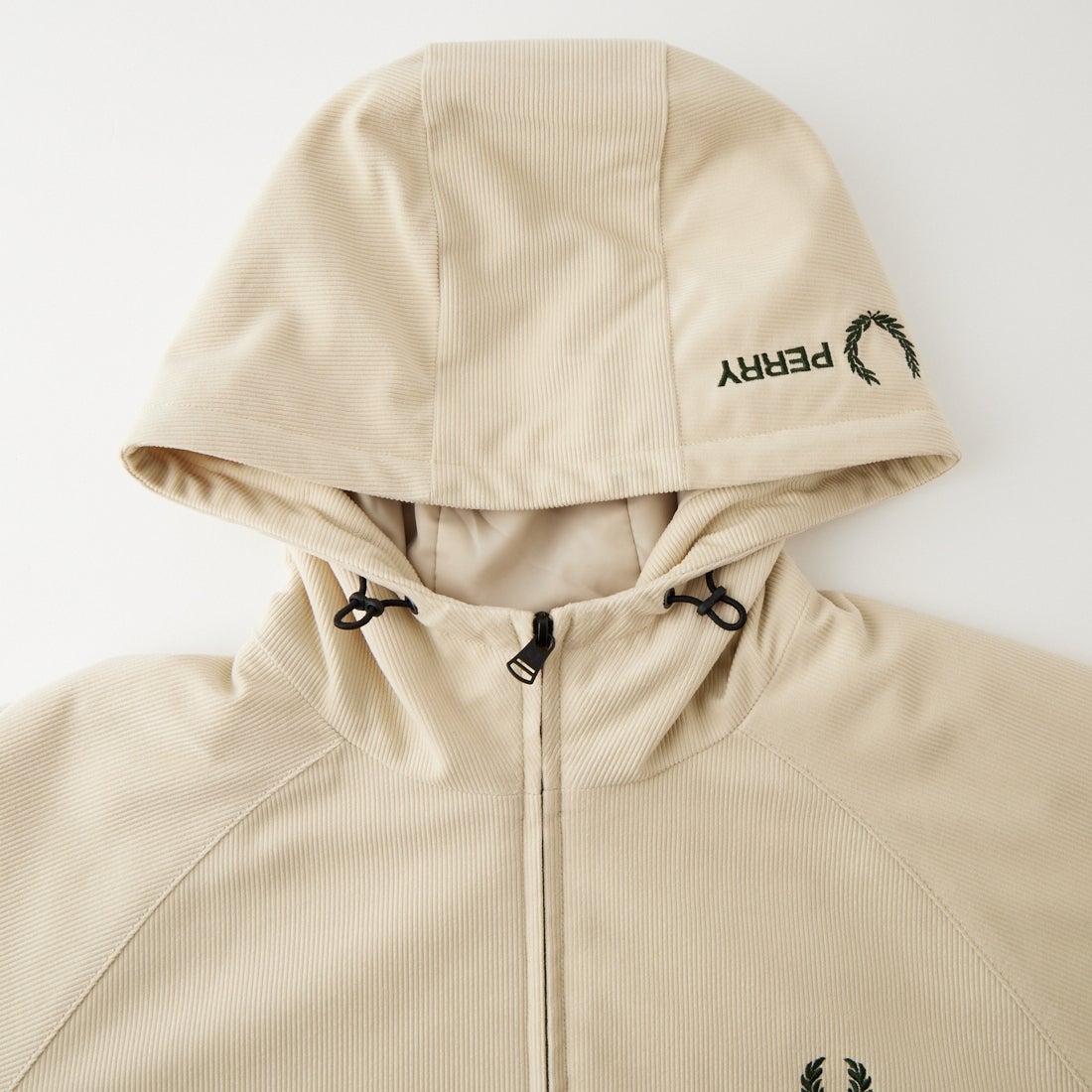 FRED PERRY [フレッドペリー] 別注 フードロゴ刺繍 コーデュロイジャケット [FPM-26A-026JF] OATMEAL/NI