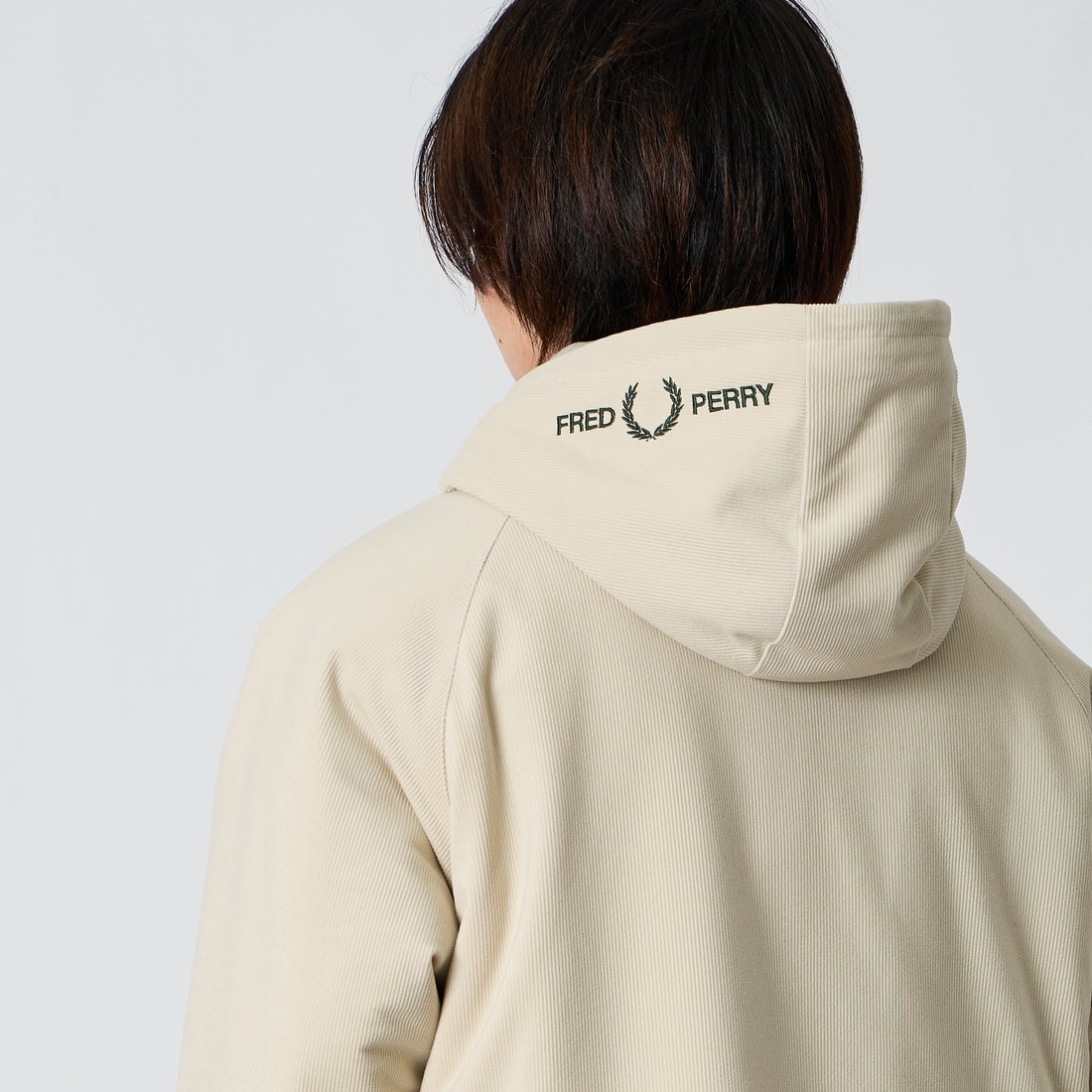 FRED PERRY [フレッドペリー] 別注 フードロゴ刺繍 コーデュロイジャケット [FPM-26A-026JF] OATMEAL/NI