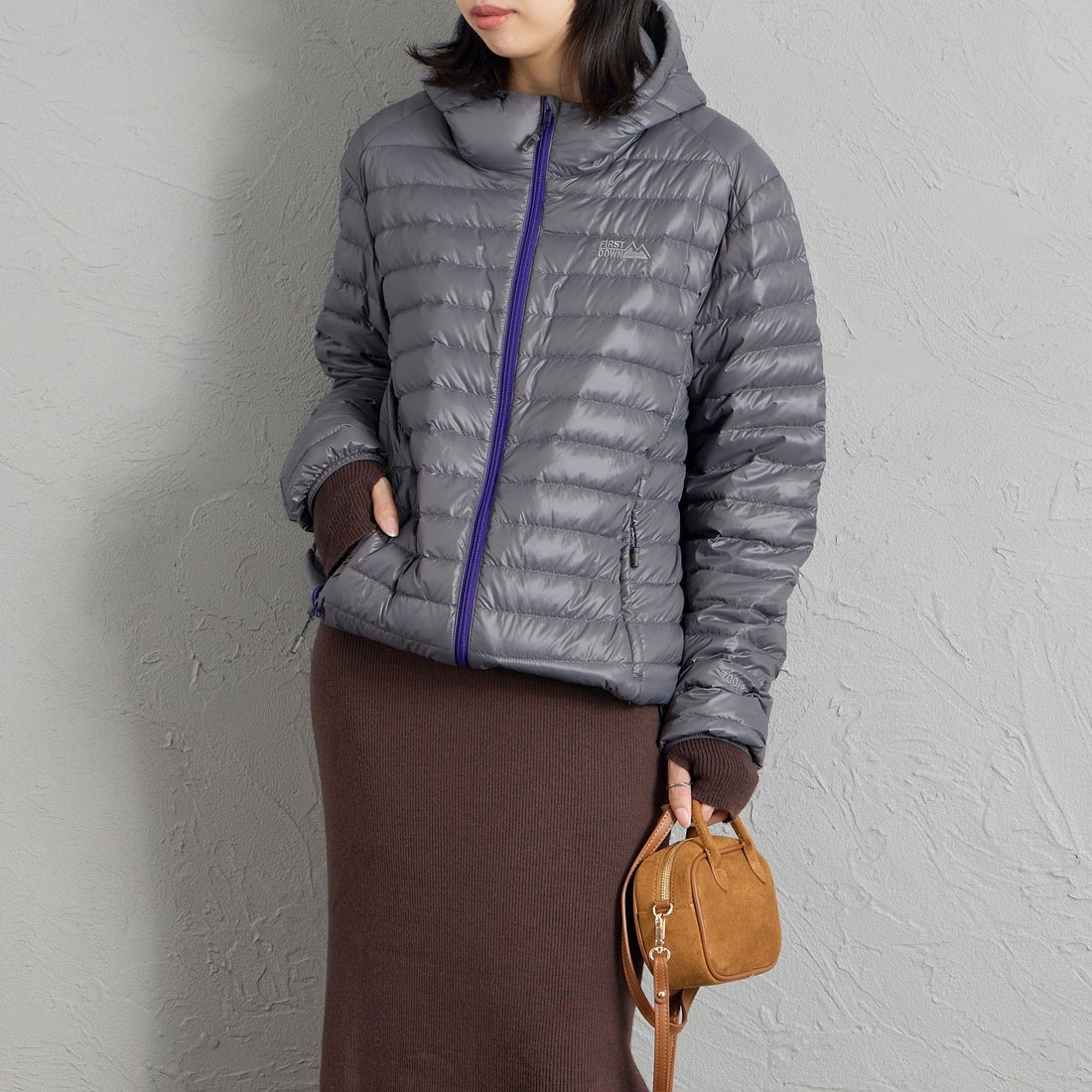 FIRST DOWN [ファーストダウン] 別注 ハッピーダウンジャケット [F242115W-JF] 408 CHR &&モデル身長：162cm 着用サイズ：S&&