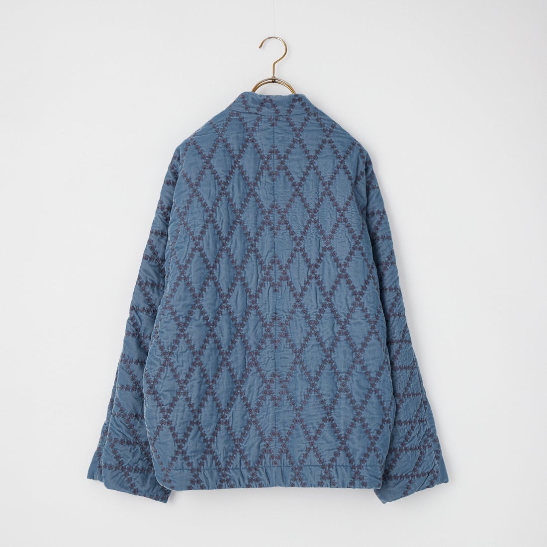 ne Quittez pas [ヌキテパ] フラワーアーガイル刺繍 ベルベットキルティングジャケット [010962NP2] 76 BLUE GR