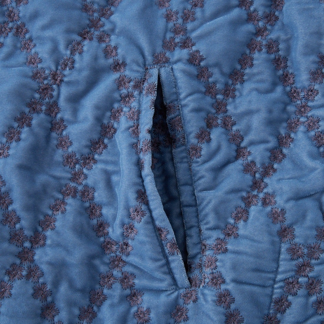 ne Quittez pas [ヌキテパ] フラワーアーガイル刺繍 ベルベットキルティングジャケット [010962NP2] 76 BLUE GR