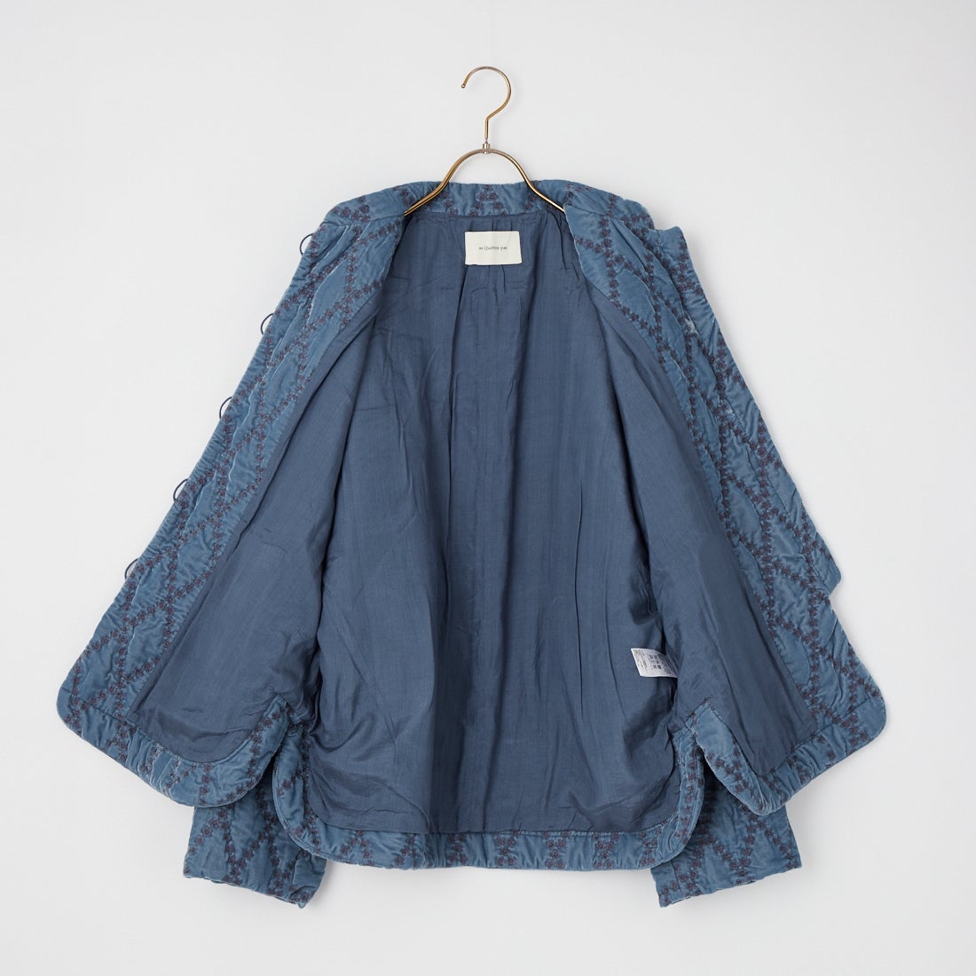 ne Quittez pas [ヌキテパ] フラワーアーガイル刺繍 ベルベットキルティングジャケット [010962NP2] 76 BLUE GR