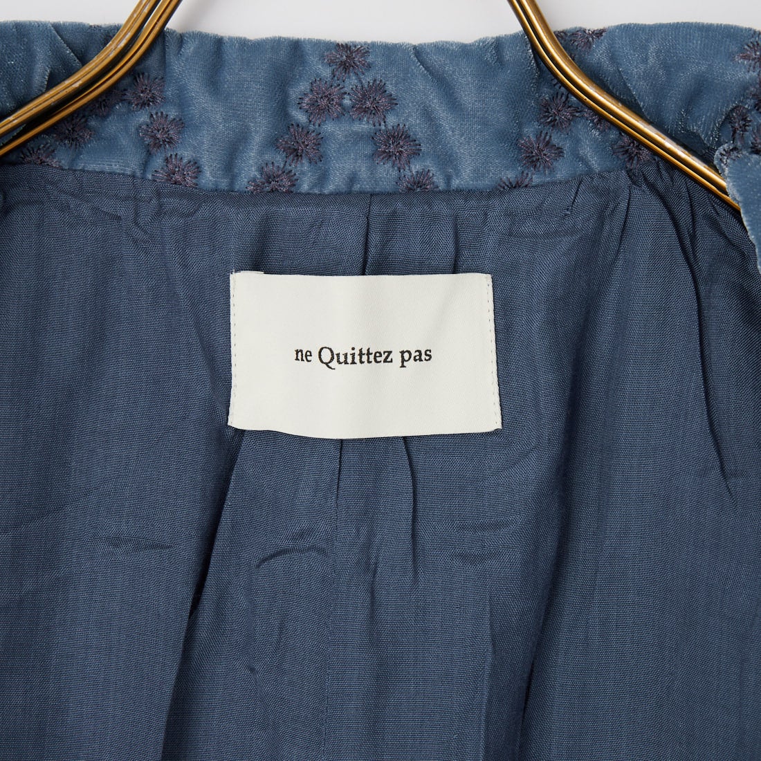 ne Quittez pas [ヌキテパ] フラワーアーガイル刺繍 ベルベットキルティングジャケット [010962NP2] 76 BLUE GR