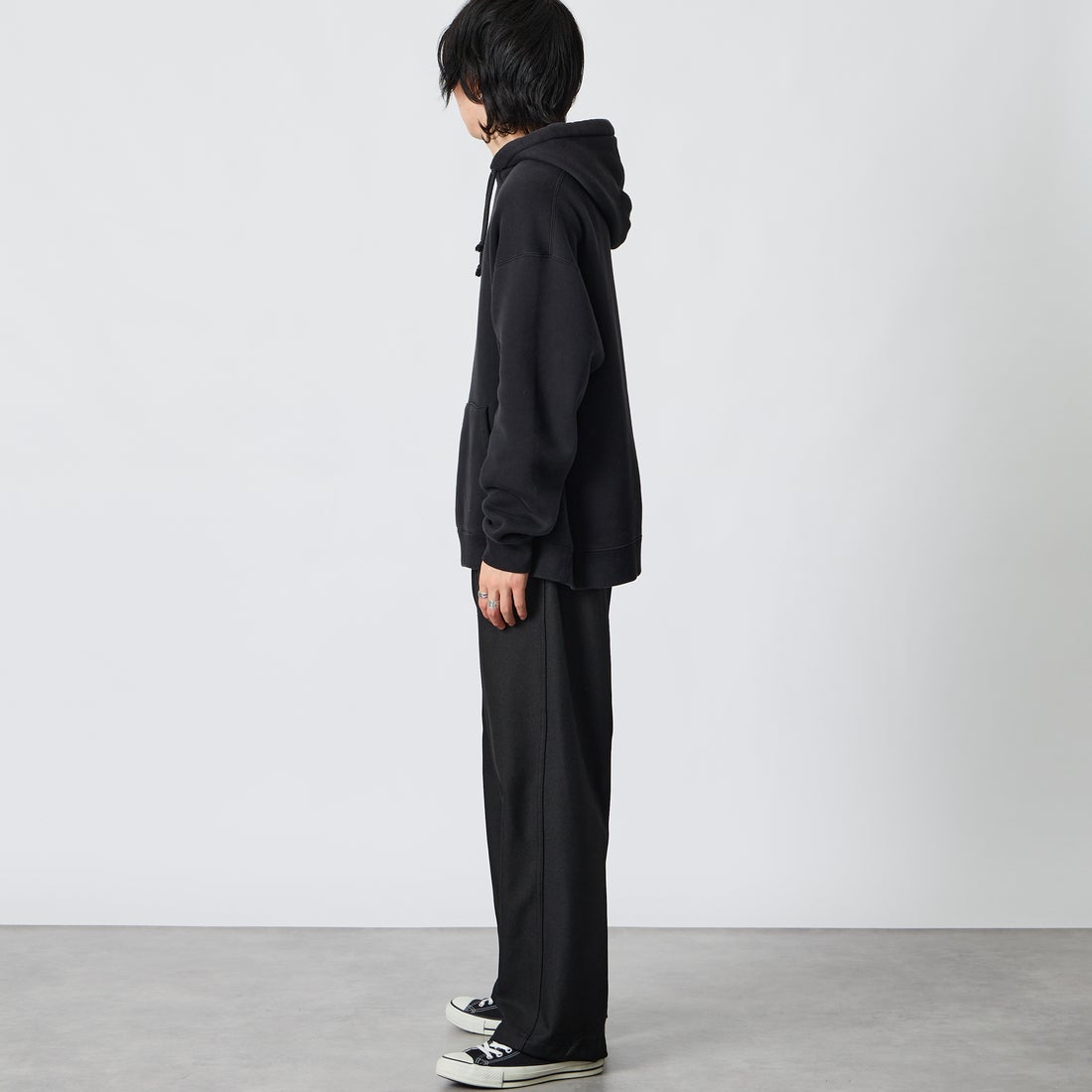 BEN DAVIS [ベンデイビス] 別注 BEN ワーカーズパンツ [1230-23180907-JF] 01 BLACK &&モデル身長：177cm 着用サイズ：L&&