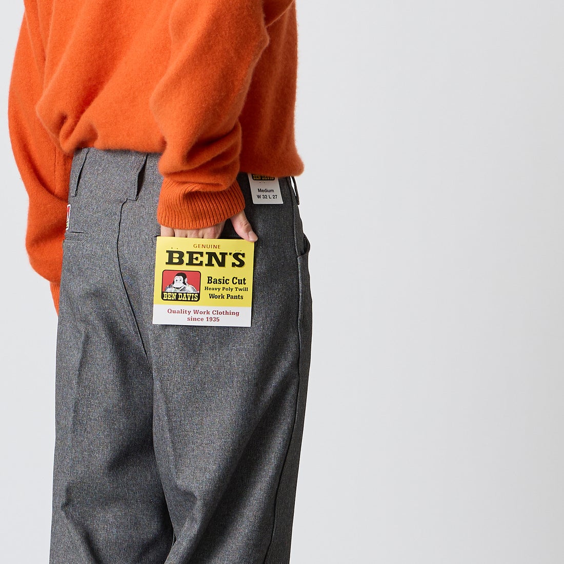 BEN DAVIS [ベンデイビス] 別注 BEN ワーカーズパンツ [1230-23180907-JF] 04 GRAY &&モデル身長：168cm 着用サイズ：M&&