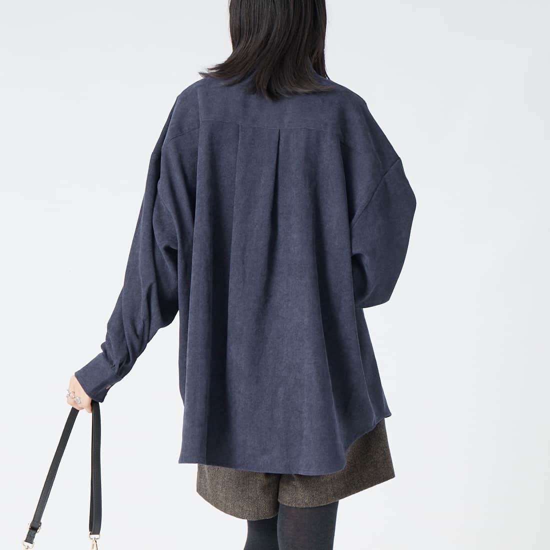 Jeans Factory Clothes [ジーンズファクトリークローズ] メンズライクビッグコーデュロイシャツ [IN15-SH-6] ﾈｲﾋﾞｰ &&モデル身長：162cm 着用サイズ：F&&
