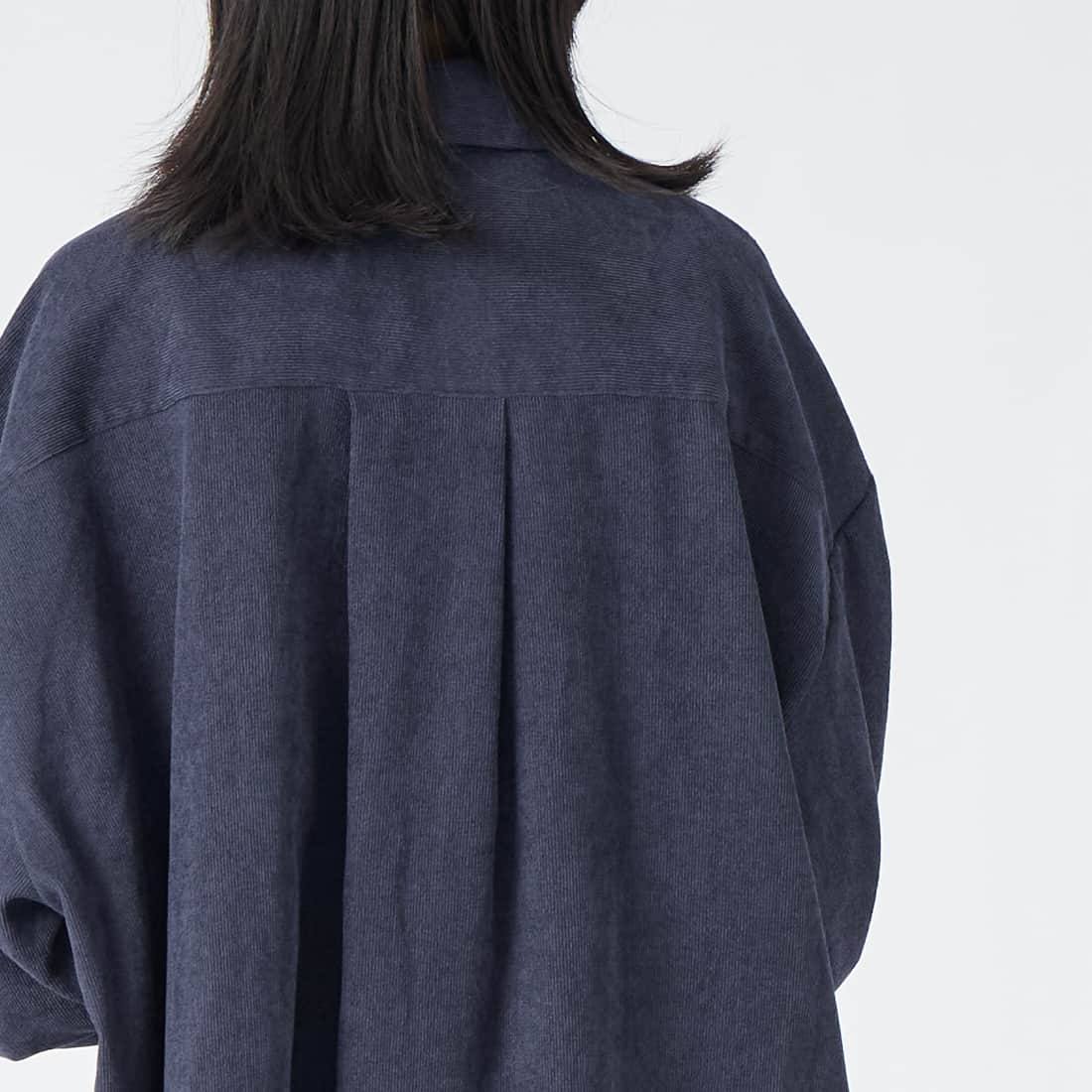 Jeans Factory Clothes [ジーンズファクトリークローズ] メンズライクビッグコーデュロイシャツ [IN15-SH-6] ﾈｲﾋﾞｰ &&モデル身長：162cm 着用サイズ：F&&