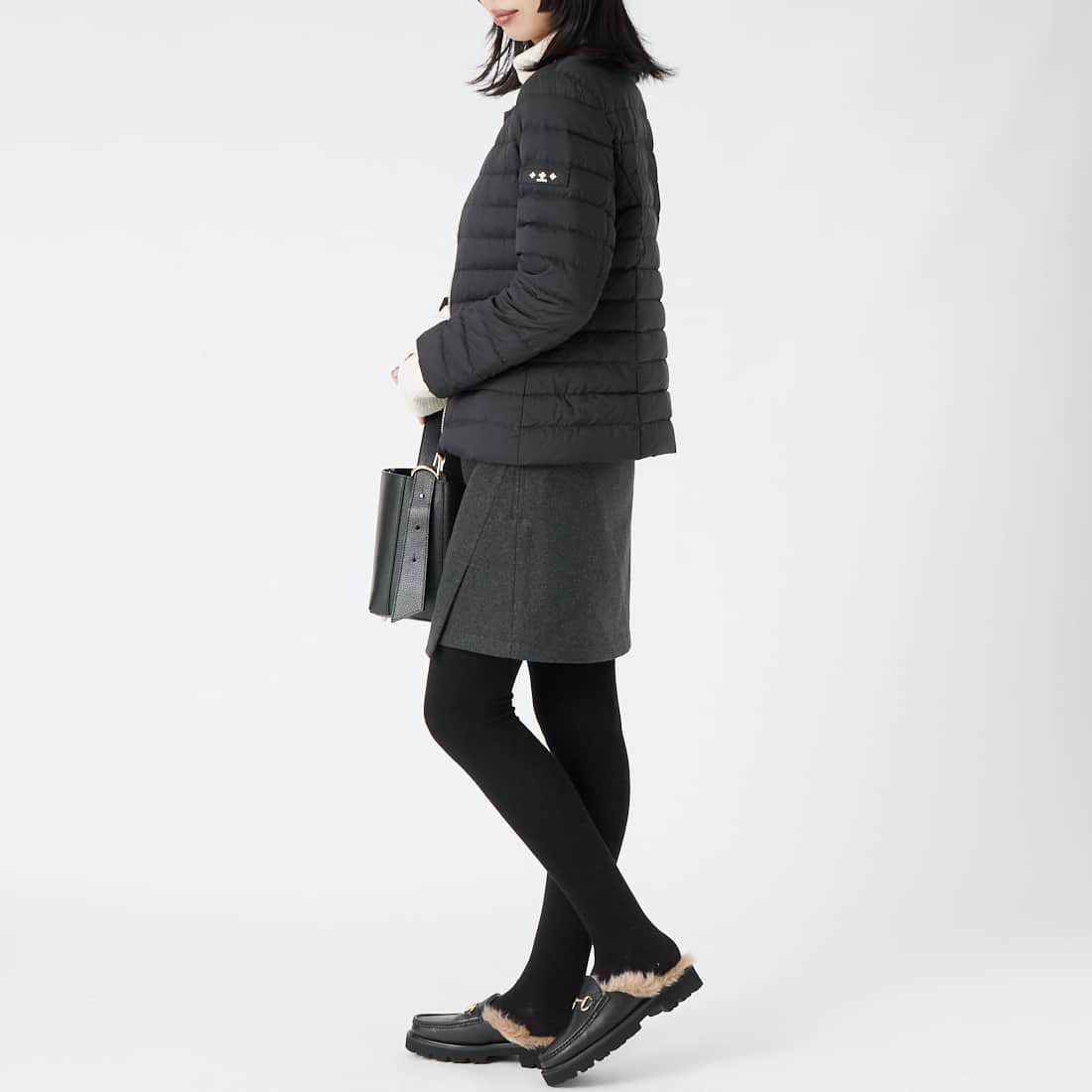 Jeans Factory Clothes [ジーンズファクトリークローズ] ラップミニスカート [IN7-SK-6] ﾁｬｺｰﾙ &&モデル身長：162cm 着用サイズ：36&&