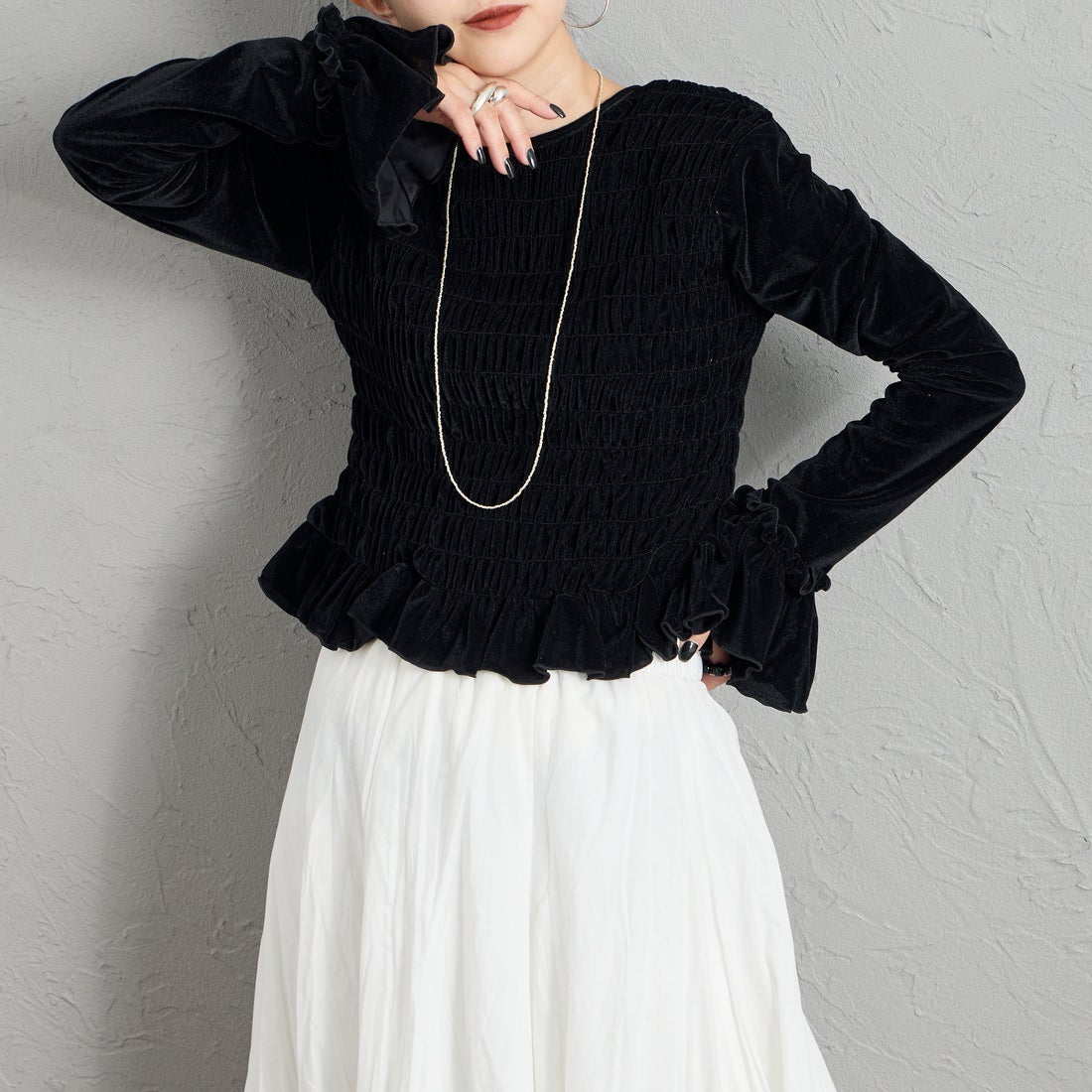09 BLACK&&モデル身長：150cm 着用サイズ：F&&