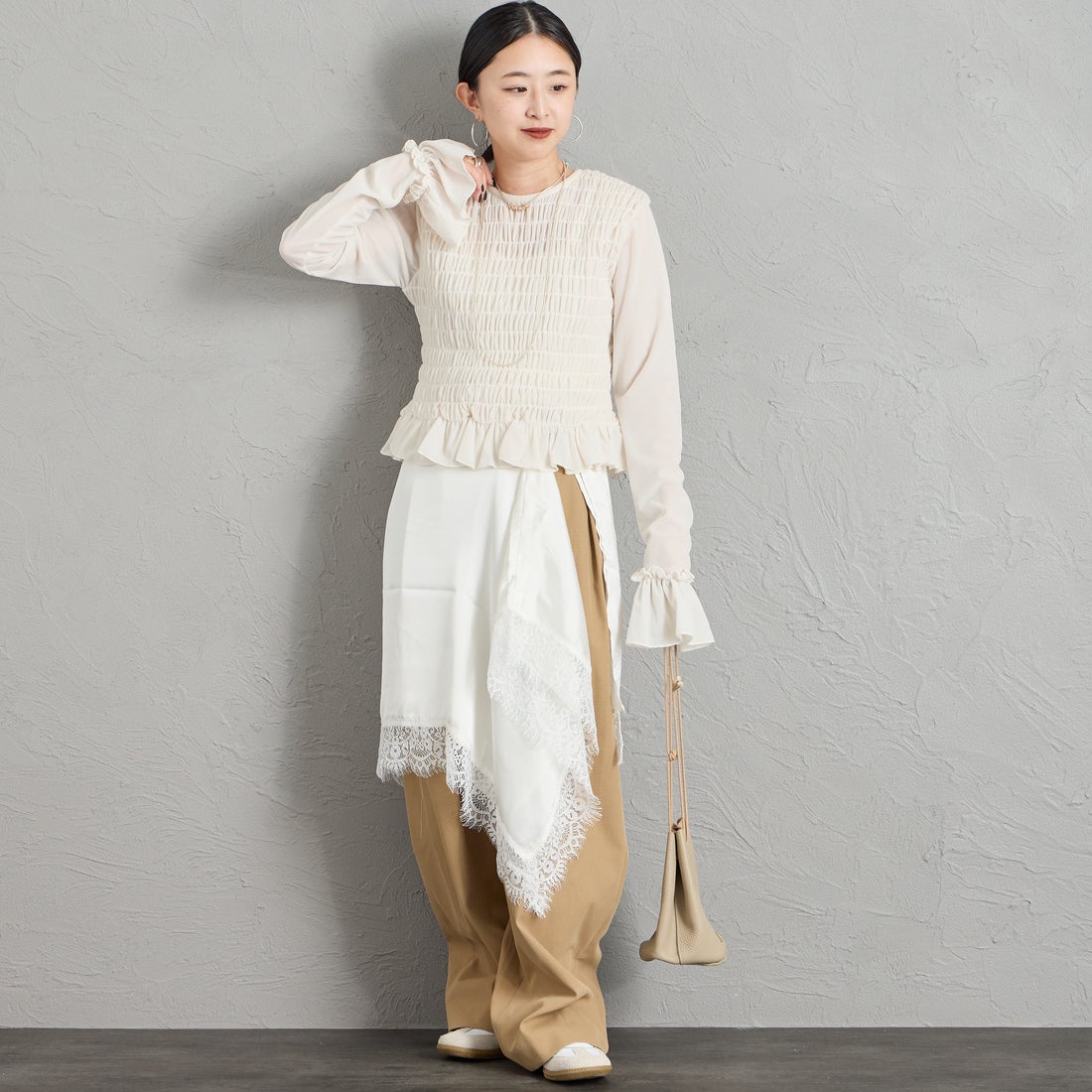 nenom [ネノム] マルチWAY シャーリングベロアカーディガン [NE26332014] 02 OFF &&モデル身長：150cm 着用サイズ：F&&