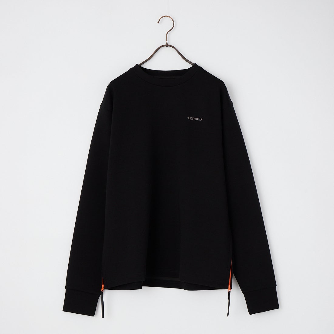 +phenix [プラスフェニックス] 別注 ダンボールニット サイドジップクルーネックスウェット [POO-25082IN-JF] BLACK