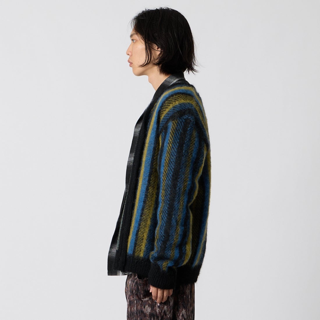 Needles [ニードルズ] モヘアカーディガン [TY410] BLU/GRN &&モデル身長：175cm 着用サイズ：M&&