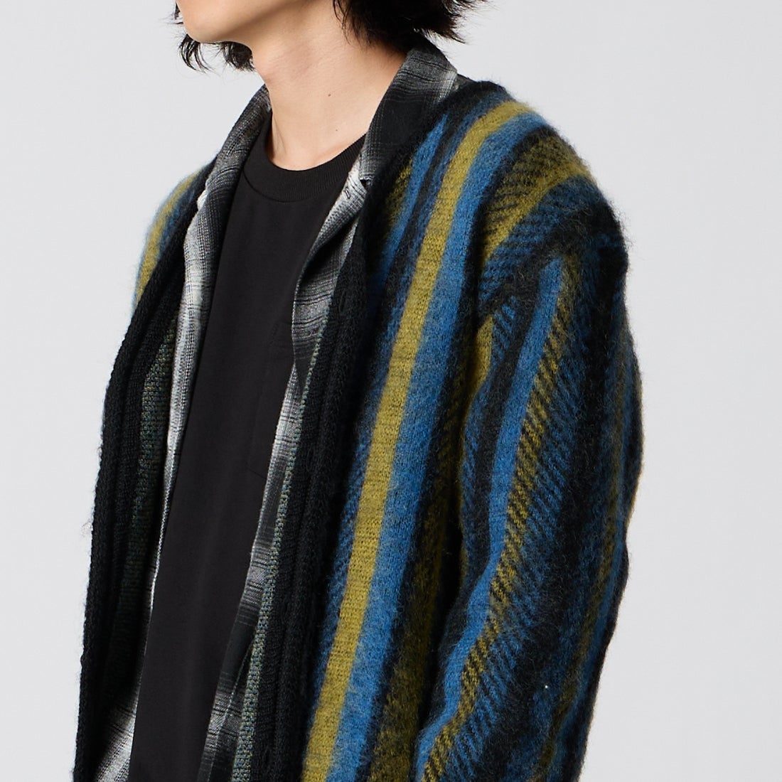 Needles [ニードルズ] モヘアカーディガン [TY410] BLU/GRN &&モデル身長：175cm 着用サイズ：M&&