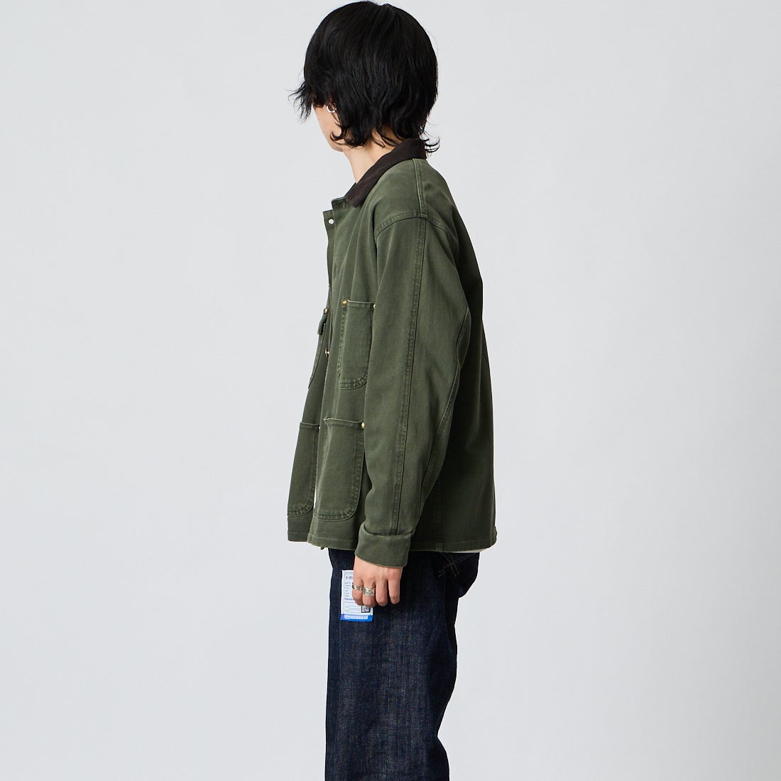Jeans Factory Clothes [ジーンズファクトリークローズ] スウェットチョアコート [2623-428IN] MOSS &&モデル身長：177cm 着用サイズ：M&&