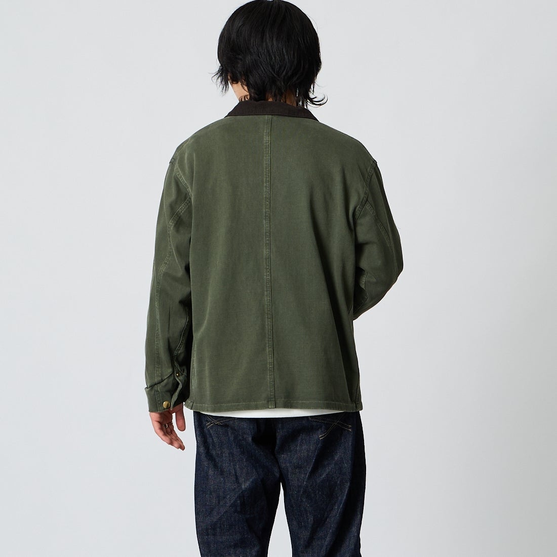 Jeans Factory Clothes [ジーンズファクトリークローズ] スウェットチョアコート [2623-428IN] MOSS &&モデル身長：177cm 着用サイズ：M&&