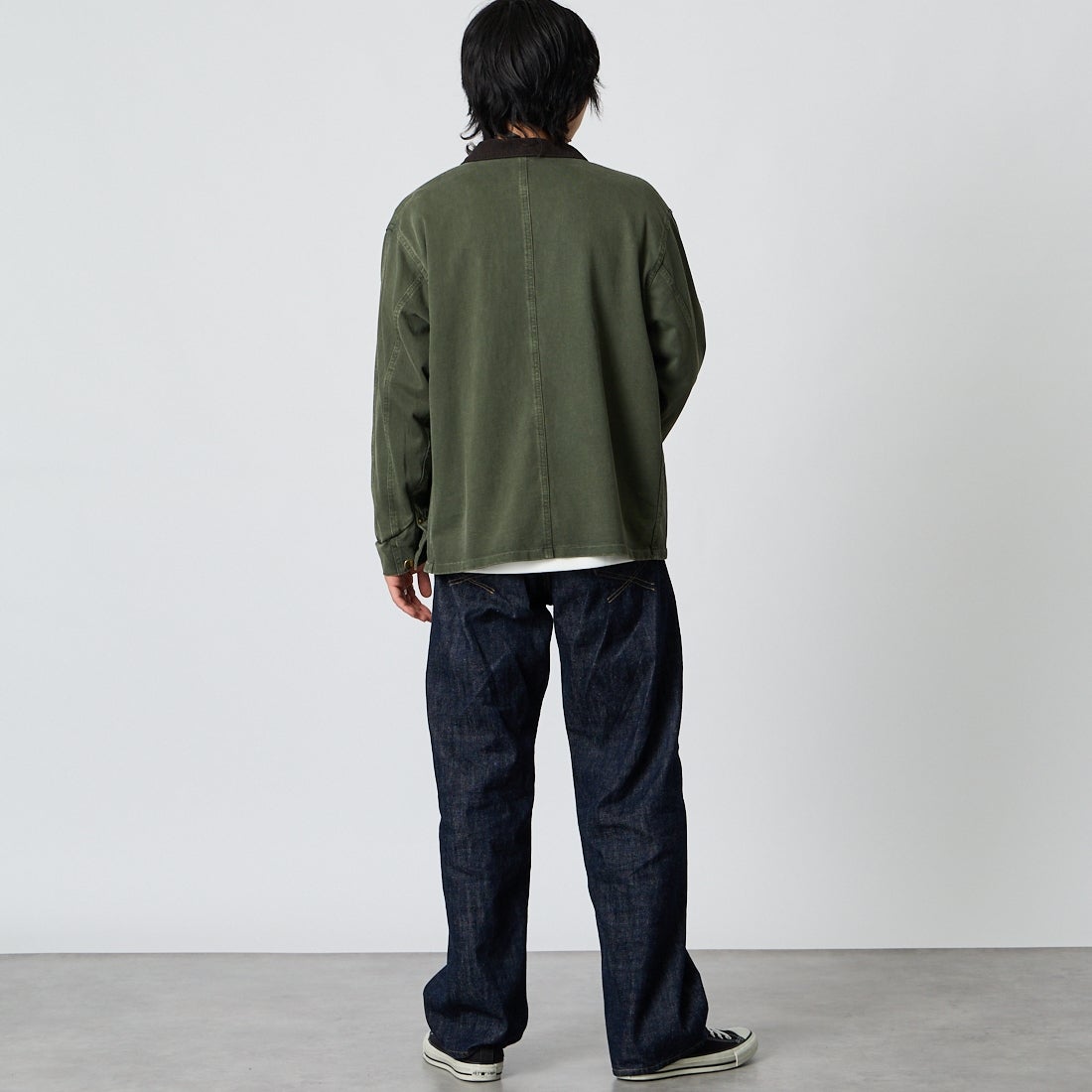 Jeans Factory Clothes [ジーンズファクトリークローズ] スウェットチョアコート [2623-428IN] MOSS &&モデル身長：177cm 着用サイズ：M&&