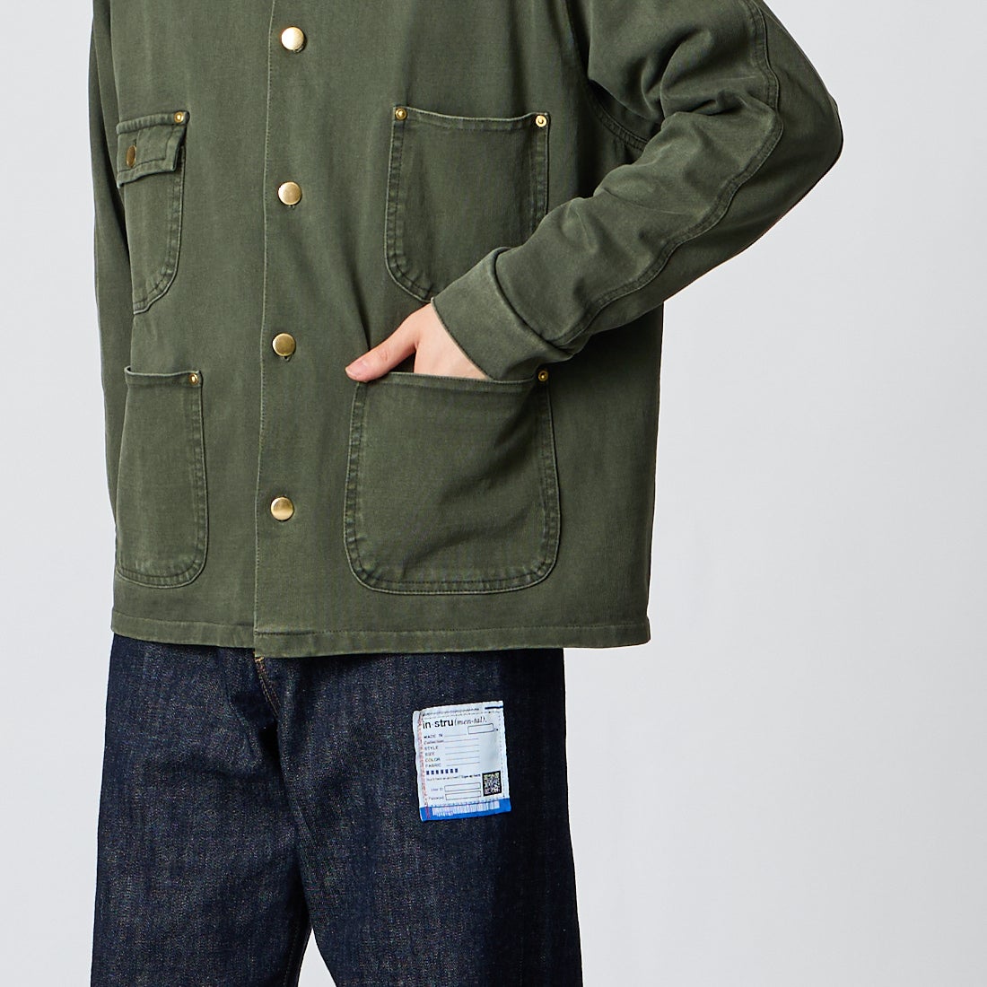 Jeans Factory Clothes [ジーンズファクトリークローズ] スウェットチョアコート [2623-428IN] MOSS &&モデル身長：177cm 着用サイズ：M&&