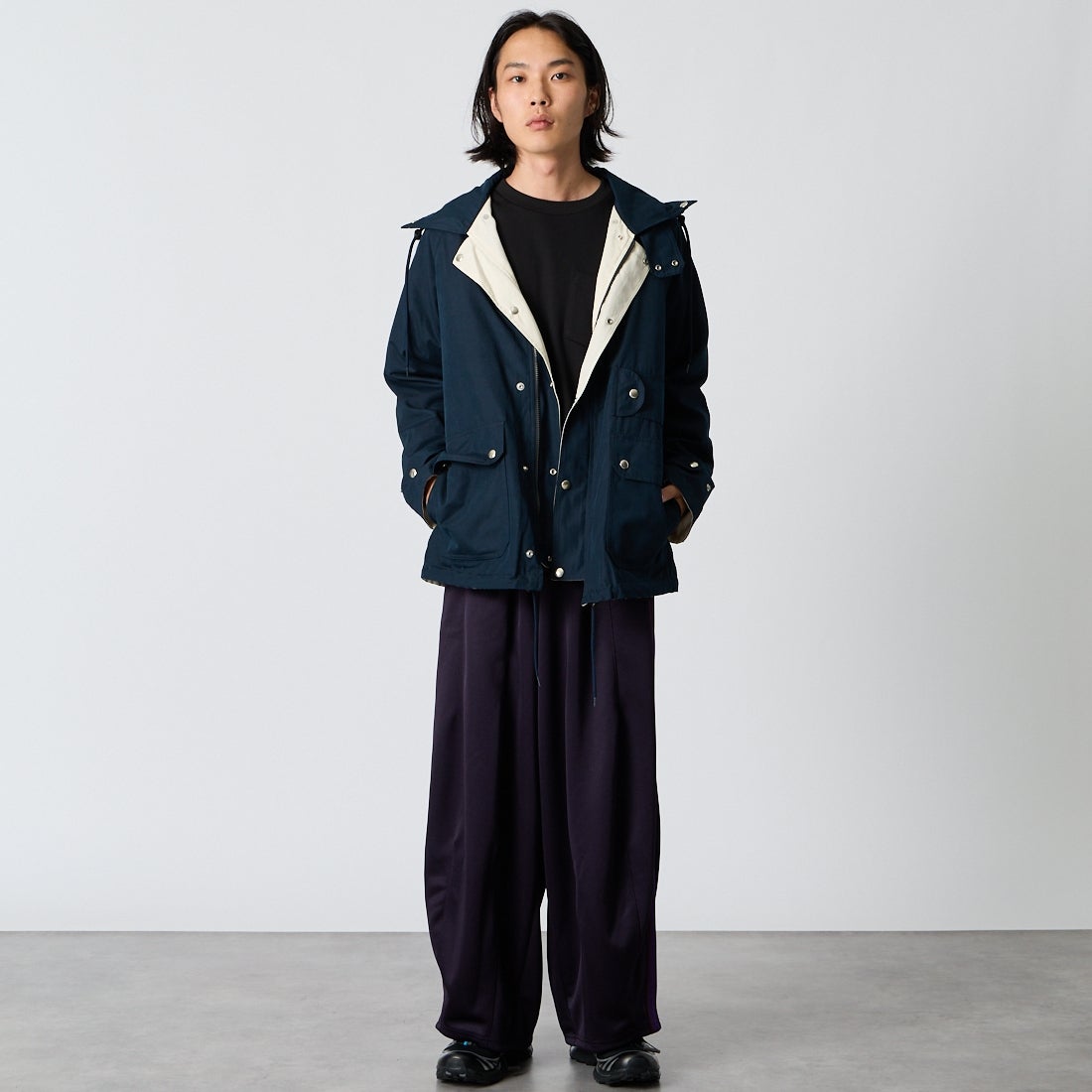A VONTADE [アボンタージ] リバーシブルセーリングパーカー [VTD-0599-JK] 4 DK.NAVY &&モデル身長：175cm 着用サイズ：M&&