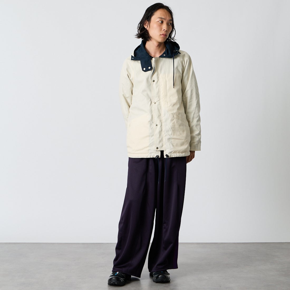 A VONTADE [アボンタージ] リバーシブルセーリングパーカー [VTD-0599-JK] 4 DK.NAVY &&モデル身長：175cm 着用サイズ：M&&