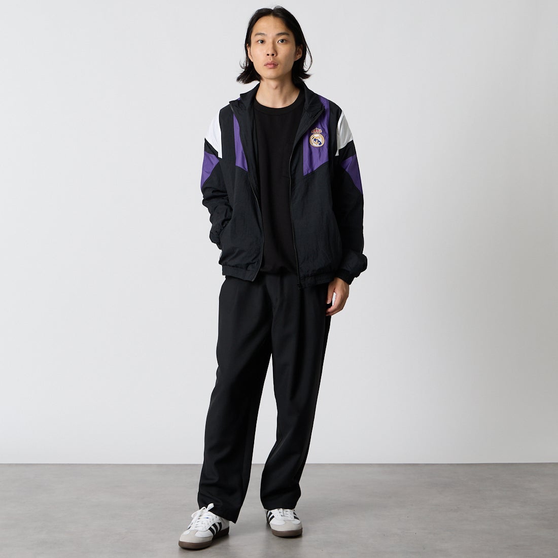 adidas Originals [アディダス オリジナルス] レアル・マドリード エキップメントトラックトップ [M2365] KG5373 &&モデル身長：175cm 着用サイズ：L&&inals [アディダス オリジナルス] レアル・マドリード エキップメントトラックトップ [M2365] KG5373