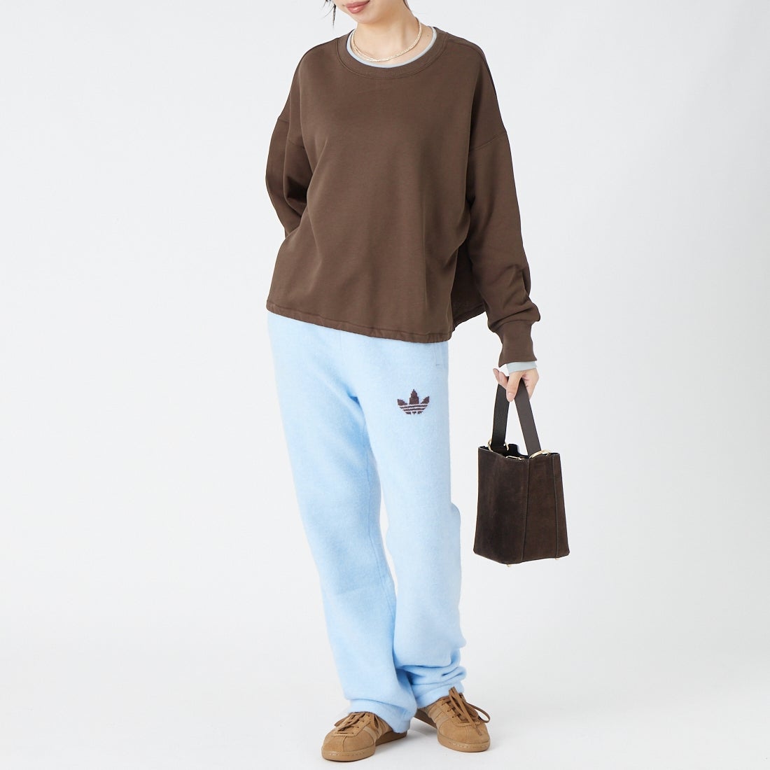adidas Originals [アディダス オリジナルス] ニットティッピングパンツ [E4930] LF6547 &&モデル身長：162cm 着用サイズ：S&&