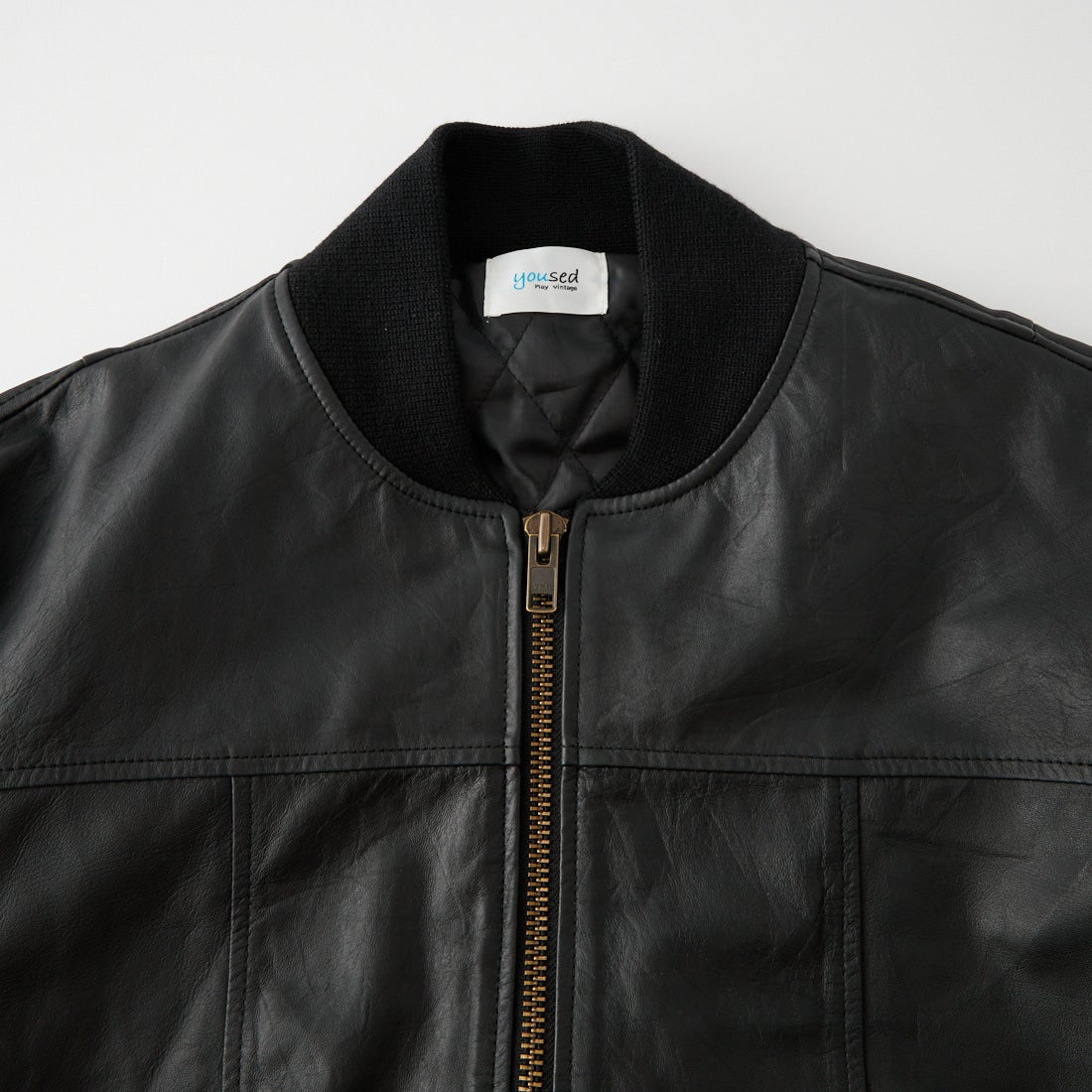 yoused [ユーズド] MA-1レザーボンバージャケット [8] BLACK