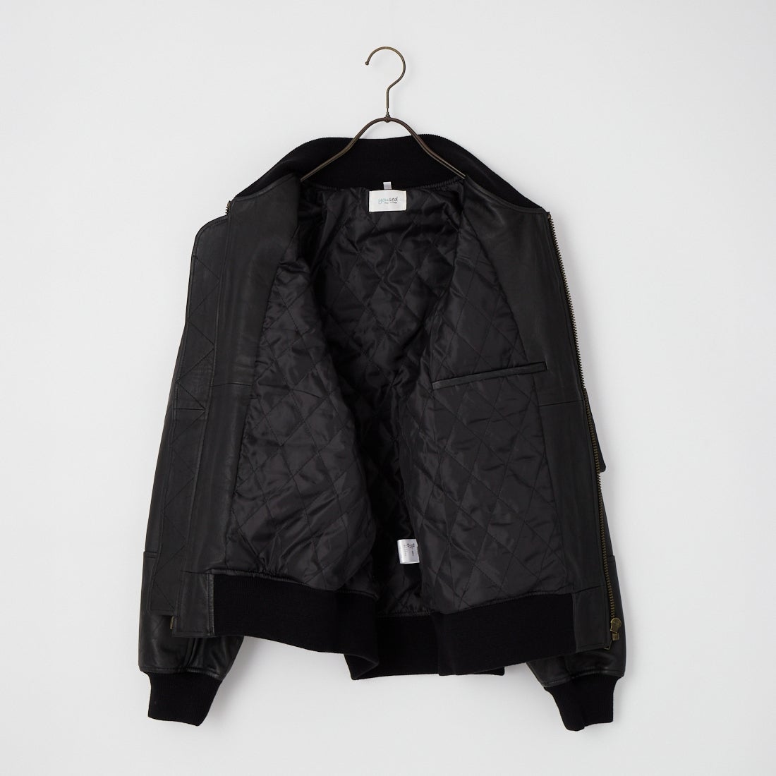 yoused [ユーズド] MA-1レザーボンバージャケット [8] BLACK