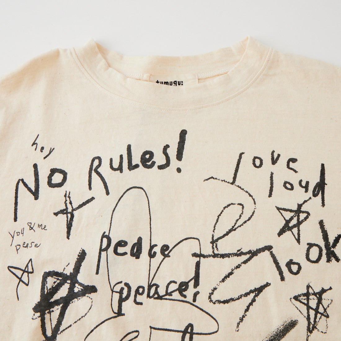 tumugu: [ツムグ] ラフィ天竺 7分袖プリントTシャツ [TC26301] 06 KINARI