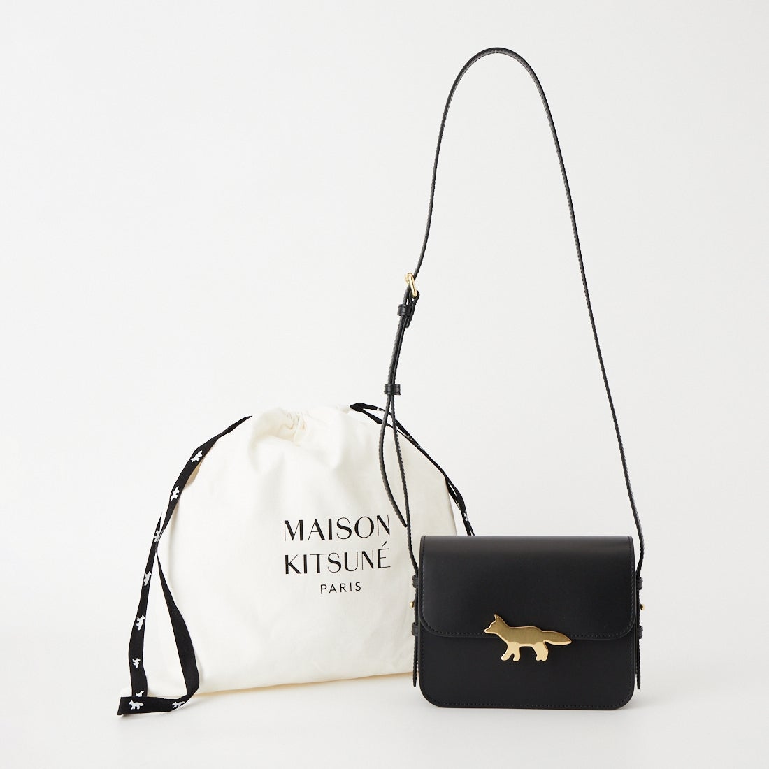 MAISON KITSUNE [メゾン キツネ] EDIE レザーバッグ [QU05170LR0001] P199 BLACK