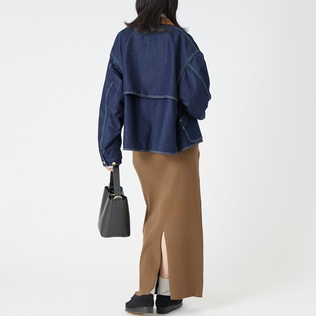 USINE [ユジーヌ] リブニットタイトスカート [IN9-SK-6] ﾍﾞｰｼﾞｭ &&モデル身長：162cm 着用サイズ：38&&