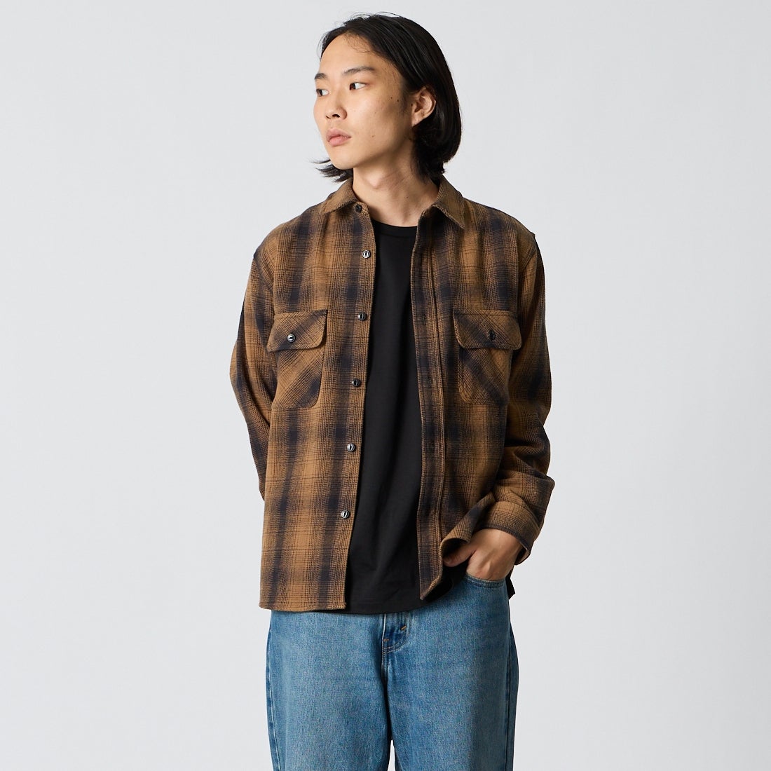 BRN/BLK&&モデル身長：175cm 着用サイズ：M&&