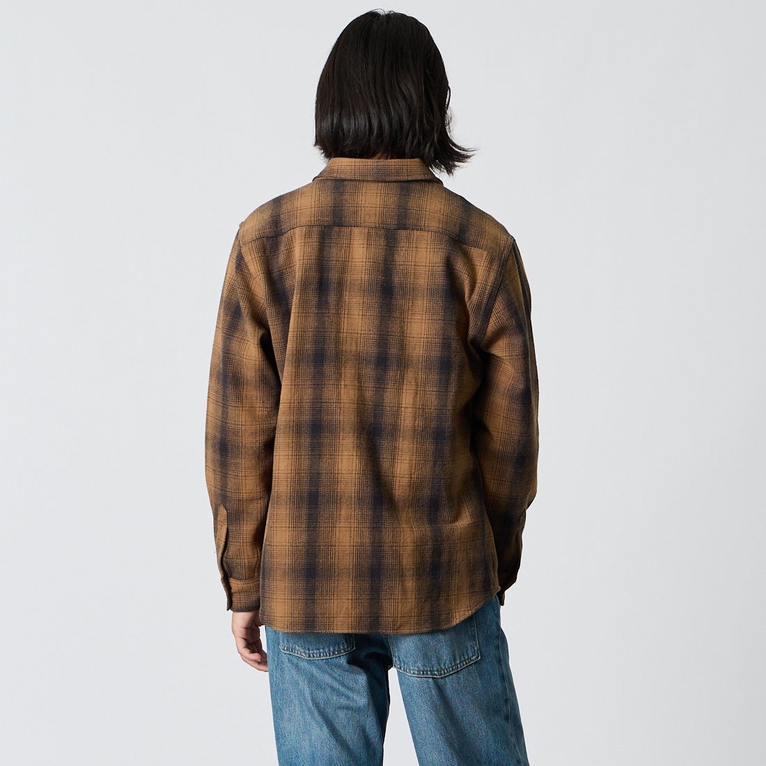 BIG MIKE [ビッグマイク] ヘビーフランネルシャツ [102635104] BRN/BLK &&モデル身長：175cm 着用サイズ：M&&