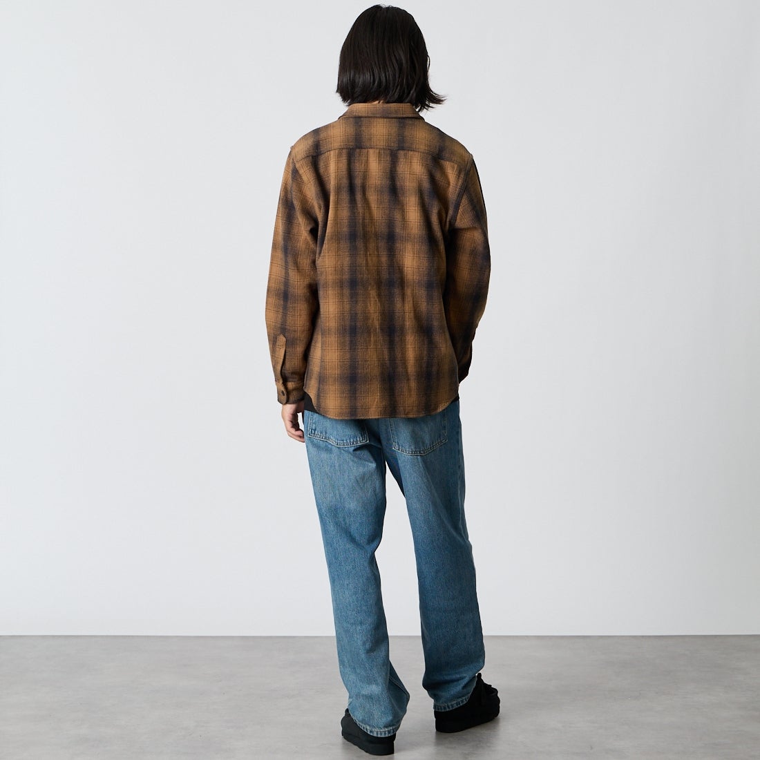BIG MIKE [ビッグマイク] ヘビーフランネルシャツ [102635104] BRN/BLK &&モデル身長：175cm 着用サイズ：M&&