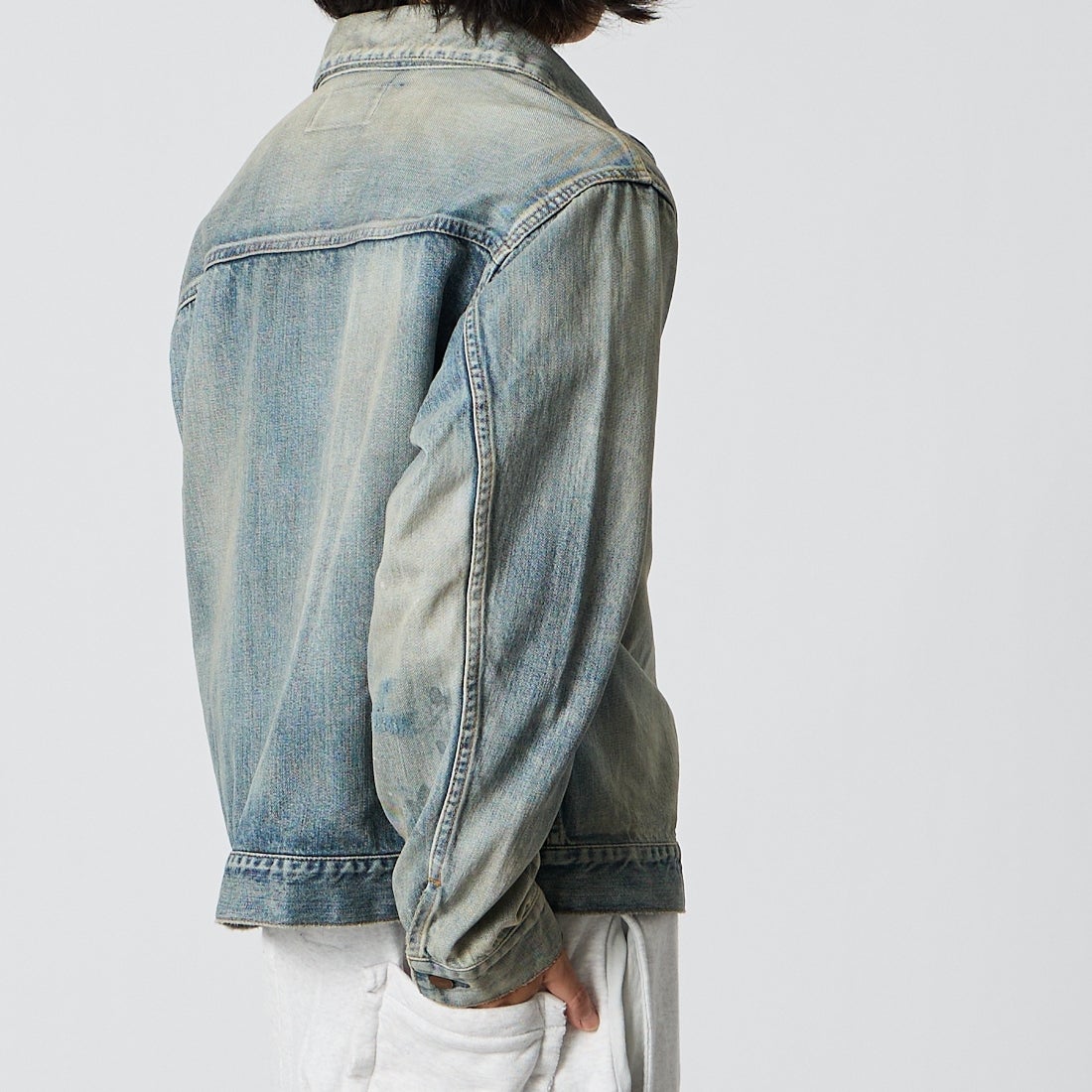 ANACHRONORM [アナクロノーム] ダメージデニムジャケット [AN468] LT.INDIGO &&モデル身長：175cm 着用サイズ：2&&